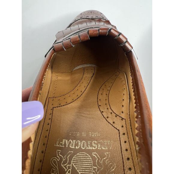 Vtg Johnston Murphy Aristocraft Leather Shoes Loafers Wingtip Brown Men’s Sz 11B - Picture 8 of 11